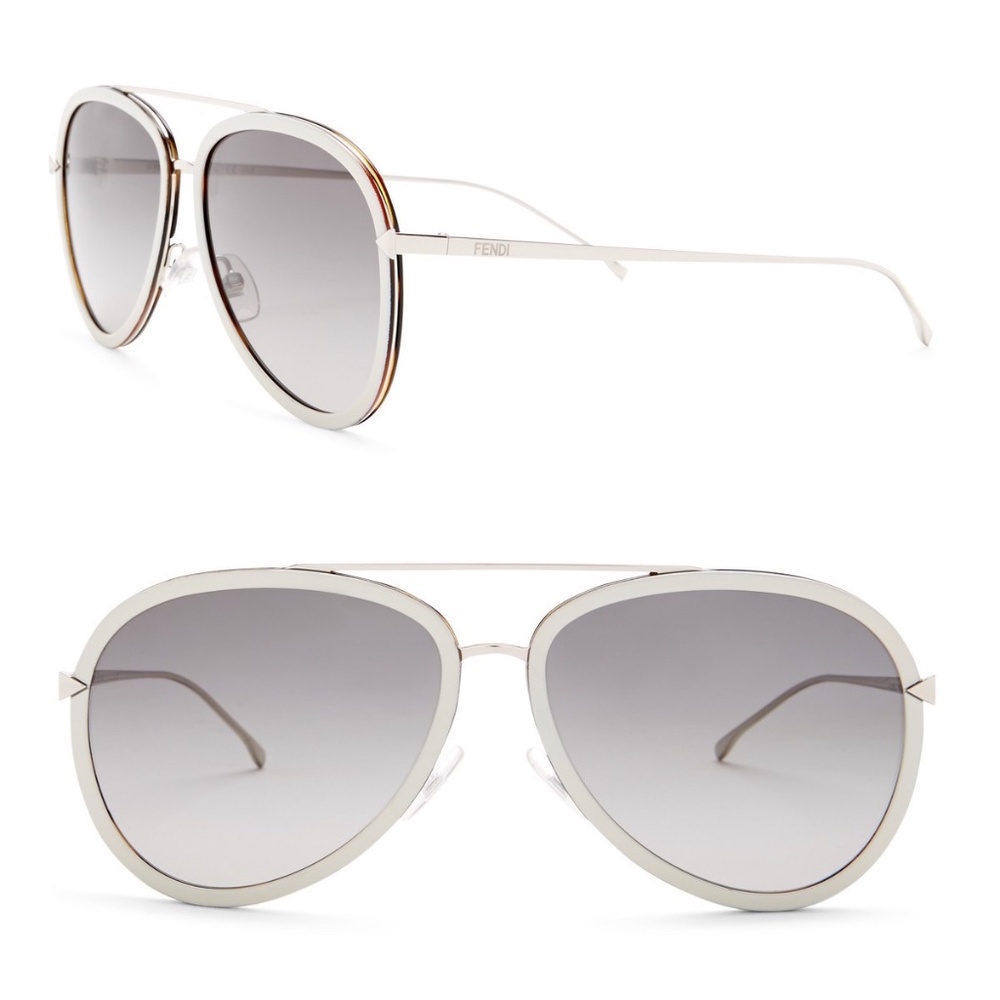Fendi FF0155 Palladium White Tortoise Shell Sunglasses Made in Italy